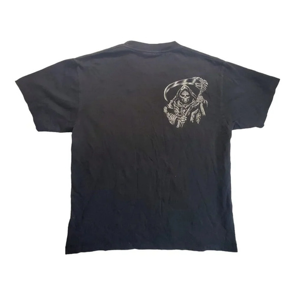 Rock Chang Grim Reaper Skull Scythe T Shirt Men's Size L Black Graphic Tee - Picture 2 of 8